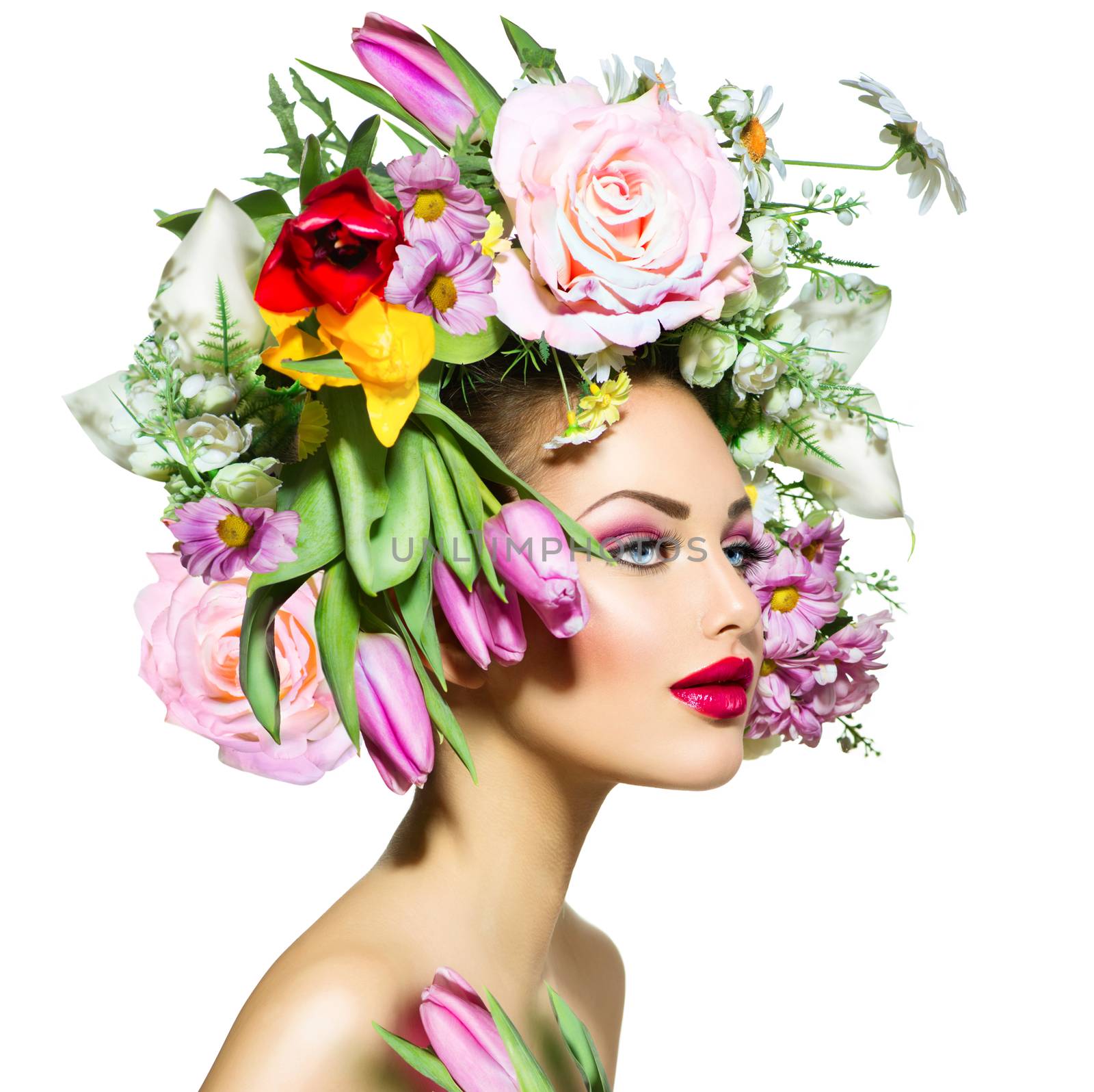 Beauty Spring Girl with Flowers Hair Style by SubbotinaA