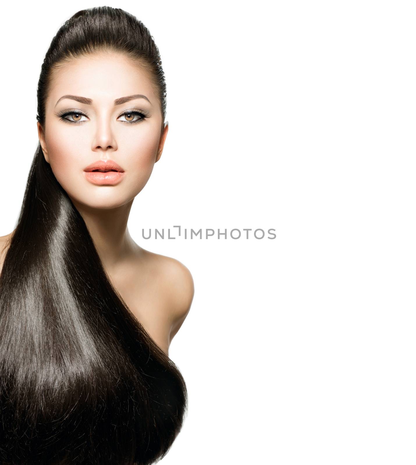 Fashion Model Girl with Long Healthy Straight Hair by SubbotinaA