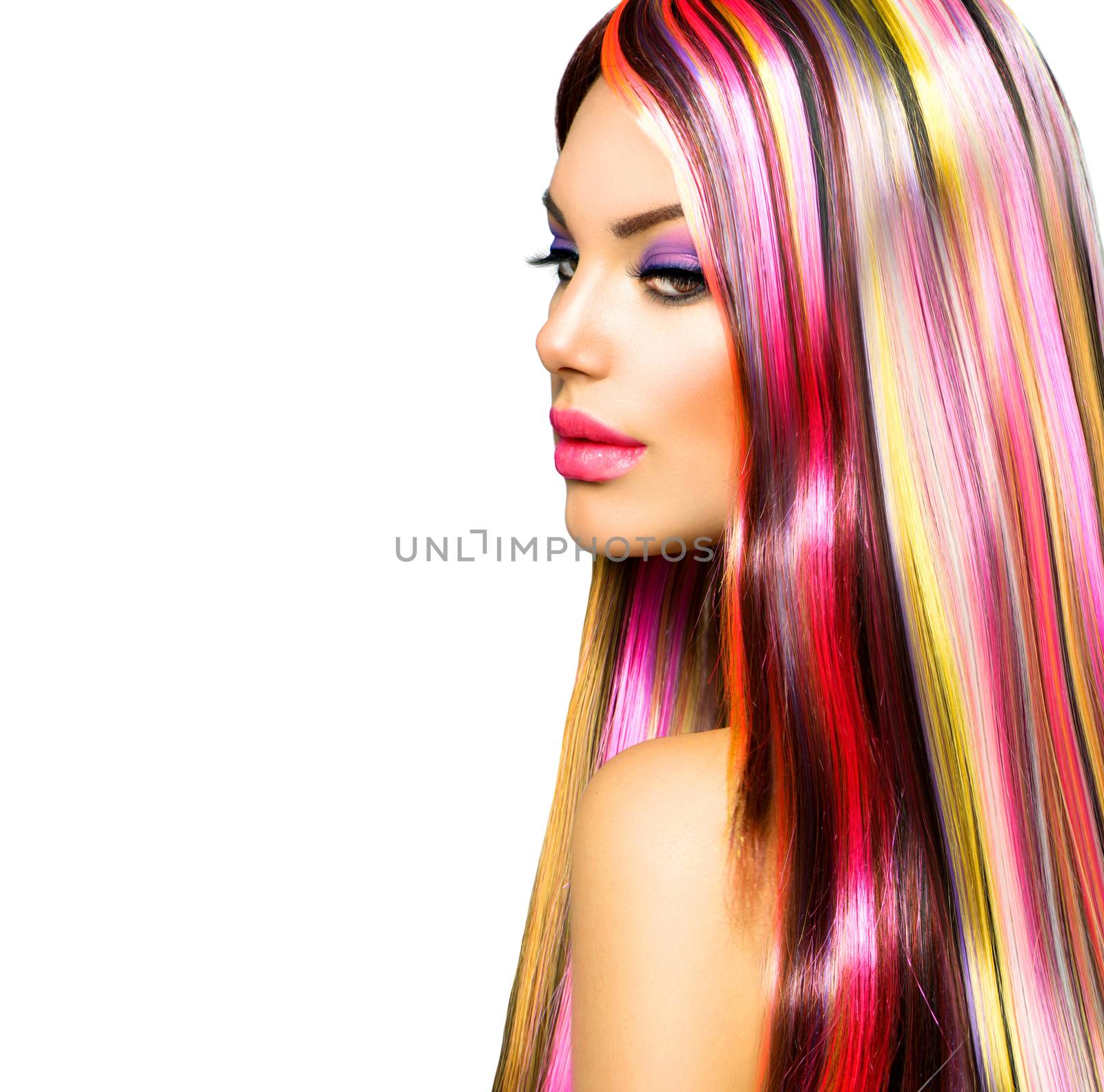 Beauty Fashion Model Girl with Colorful Dyed Hair by SubbotinaA