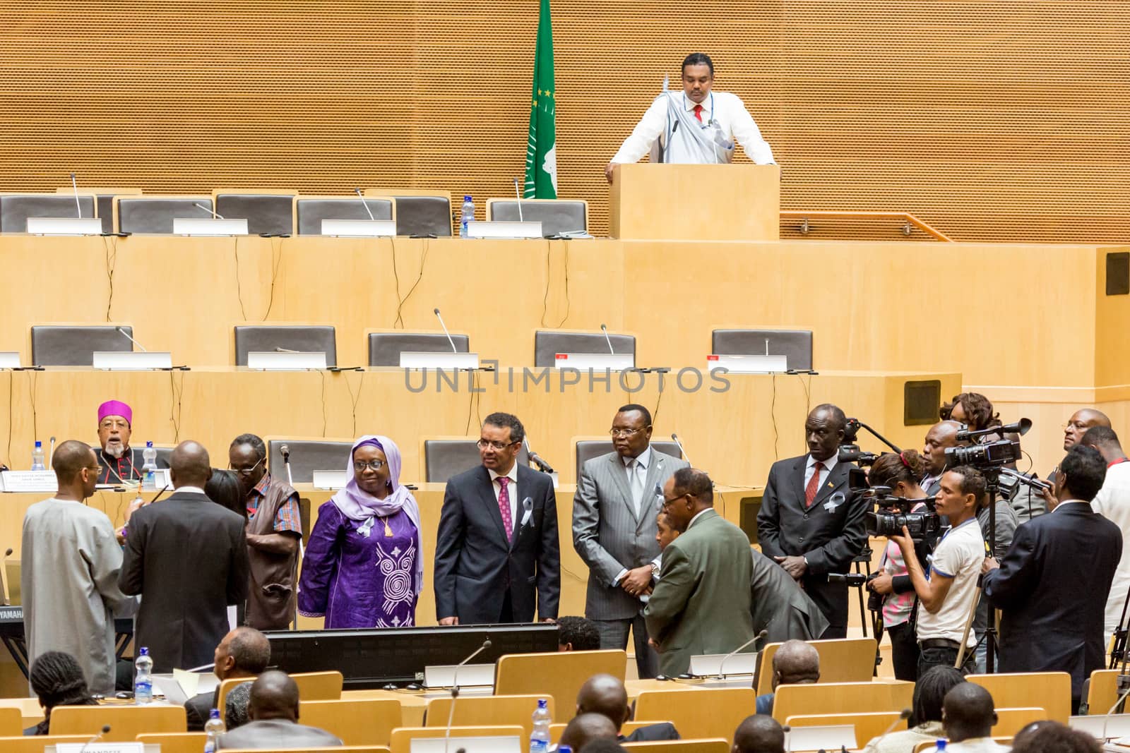 Addis Ababa, Ethiopia - April, 2014: Deans of the five regions of Africa exchange the “flame of remembrance" symbolizing memory, hope and preventing genocide, on 11 April, 2014, in Addis Ababa, Ethiopia