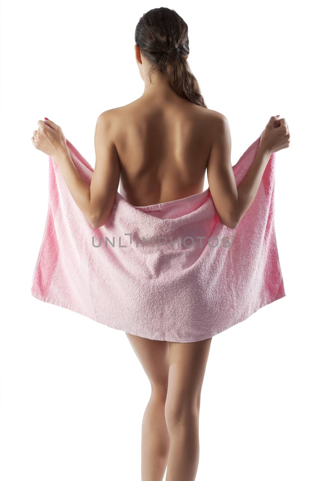 beautiful nude woman with pink towel by fotoCD