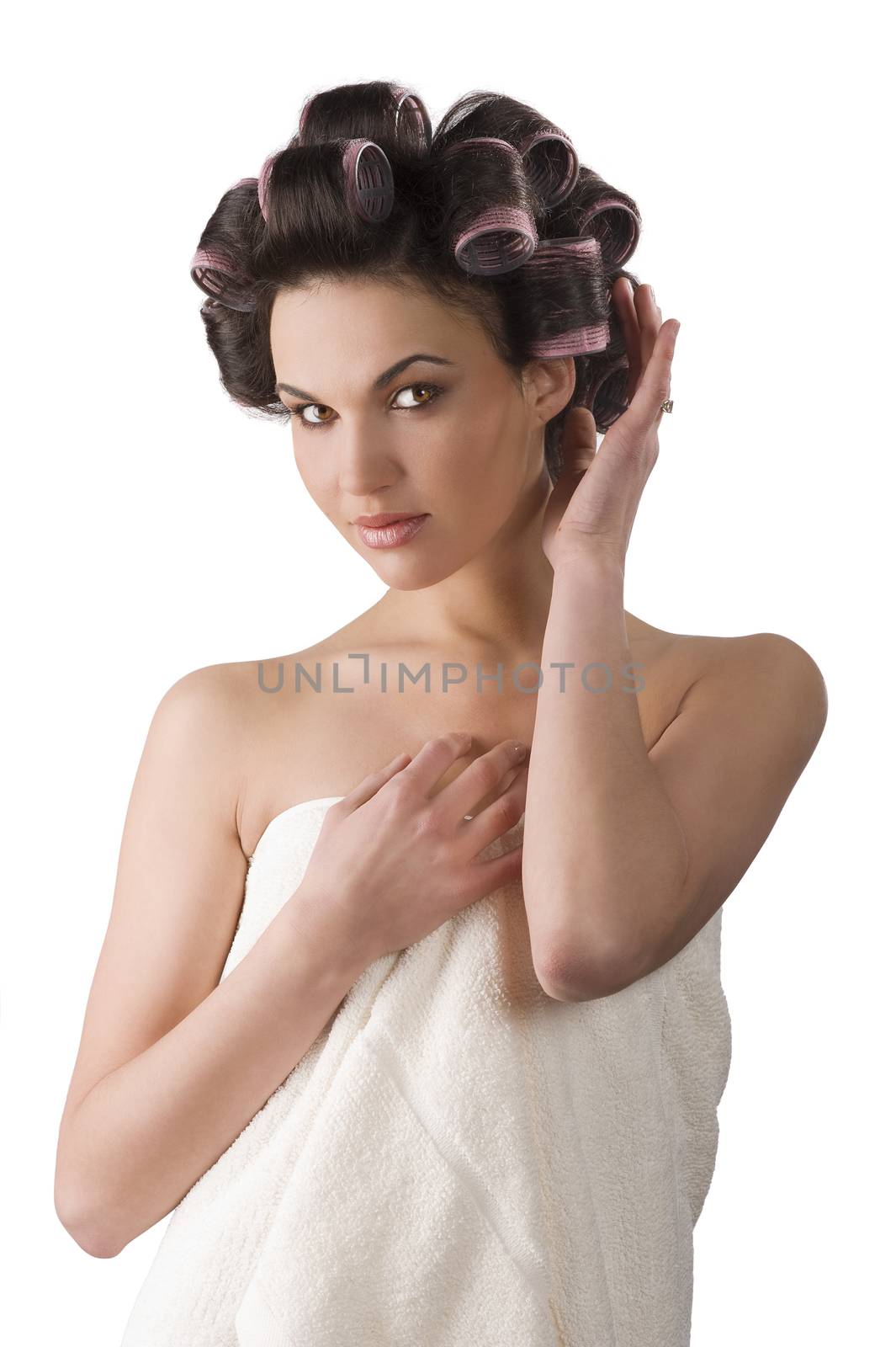 woman with hair rollers by fotoCD