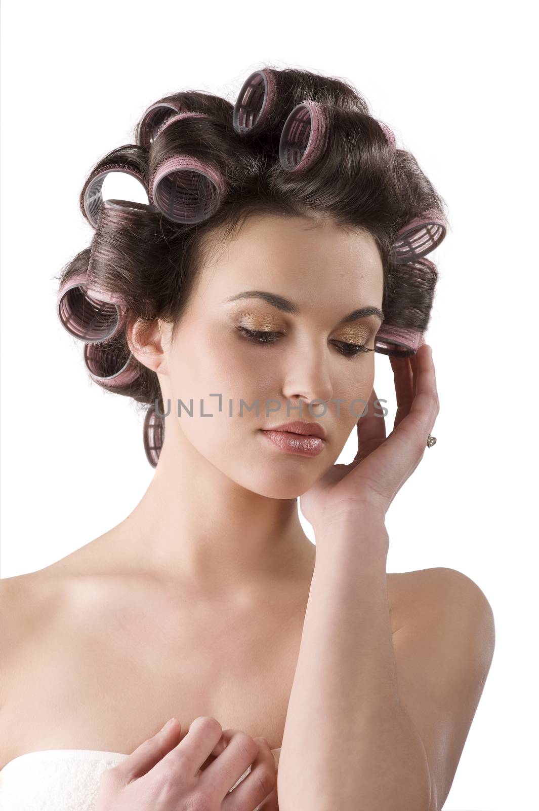 woman with hair rollers by fotoCD
