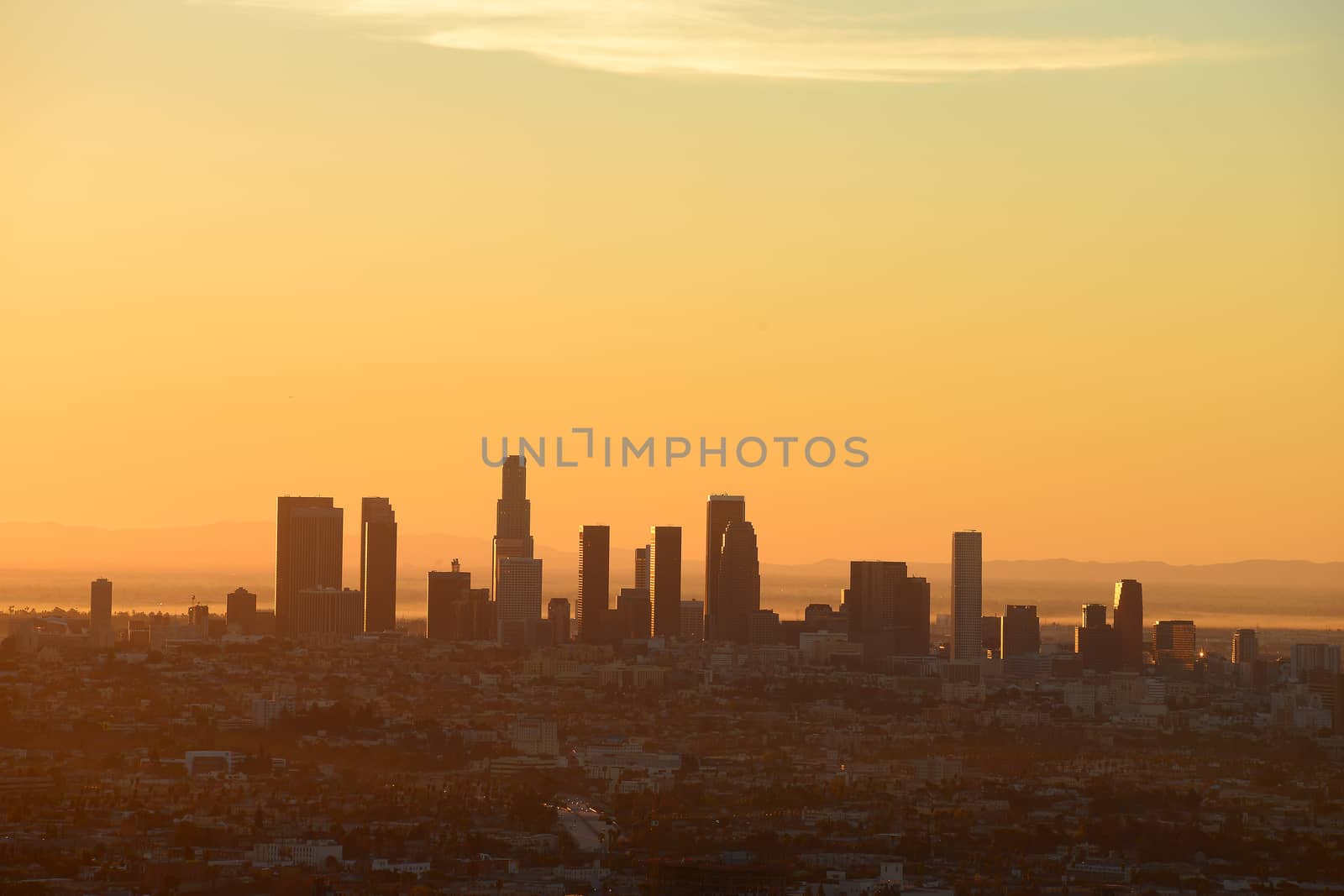 los angeles downtown cityscape at morning