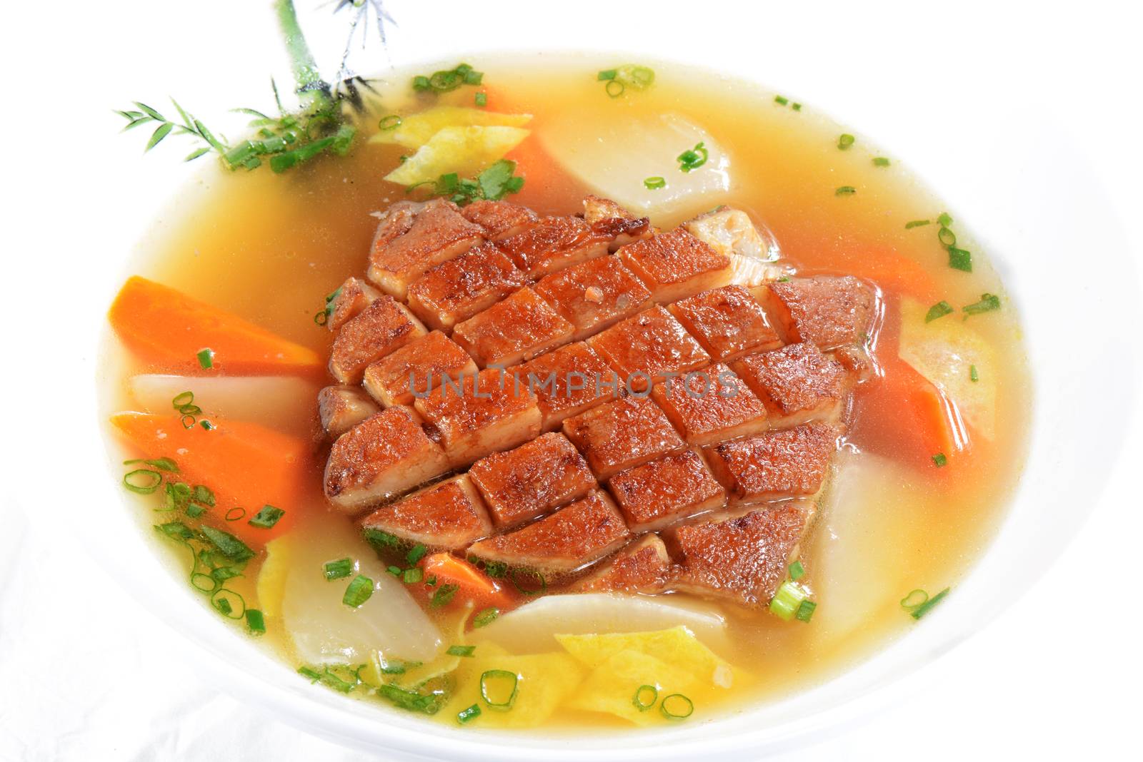 Chinese Food: Boiled Pork Shank on a white background