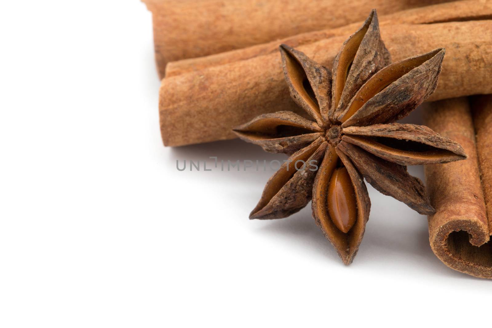 Cloves, anise and cinnamon isolated on white background