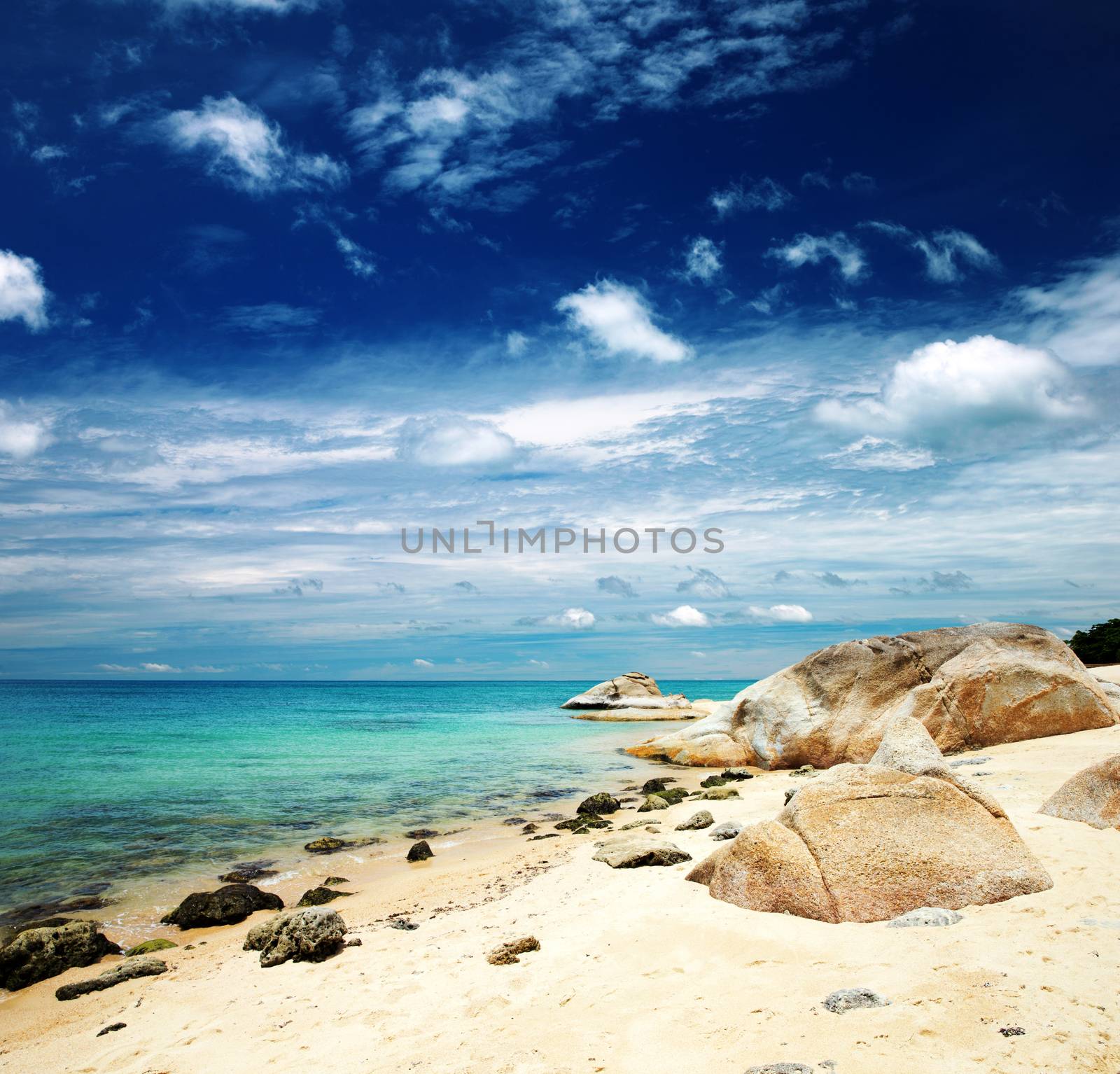 Blue sea and blue sky