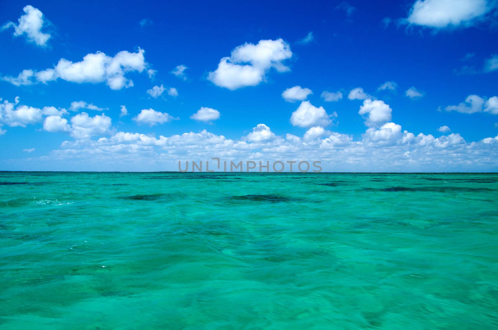 Blue sea under clouds sky