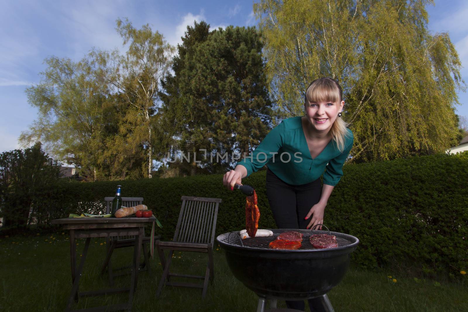 woman and a barbecue