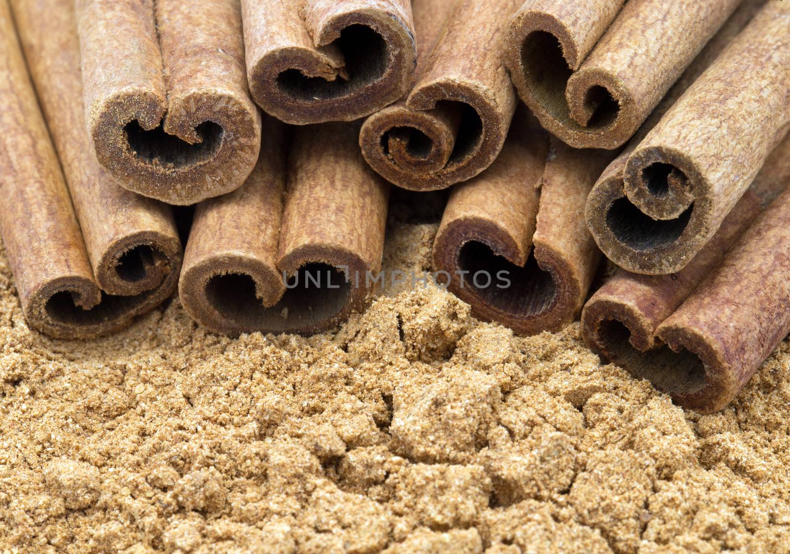 aromatic cinnamon sticks close up