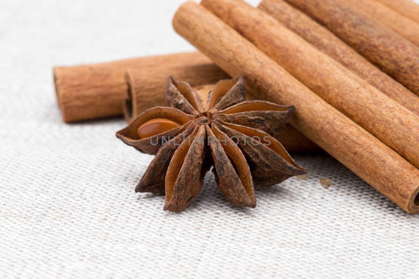 anise and cinnamon, on wooden table