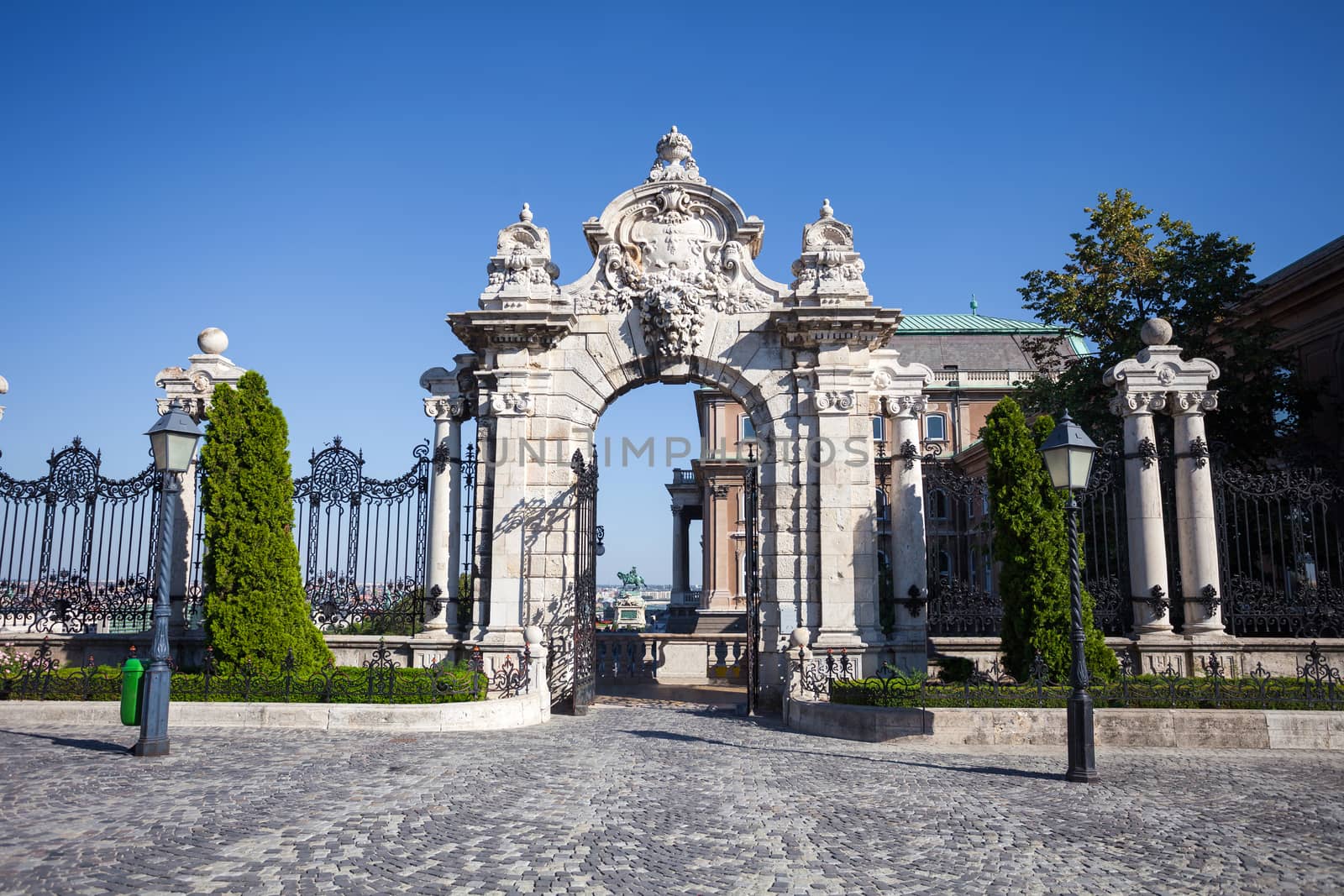 BUDAPEST, HUNGARY - AUGUST 2: Old historical iron gate of Buda Castle in Budapest, Hungary
