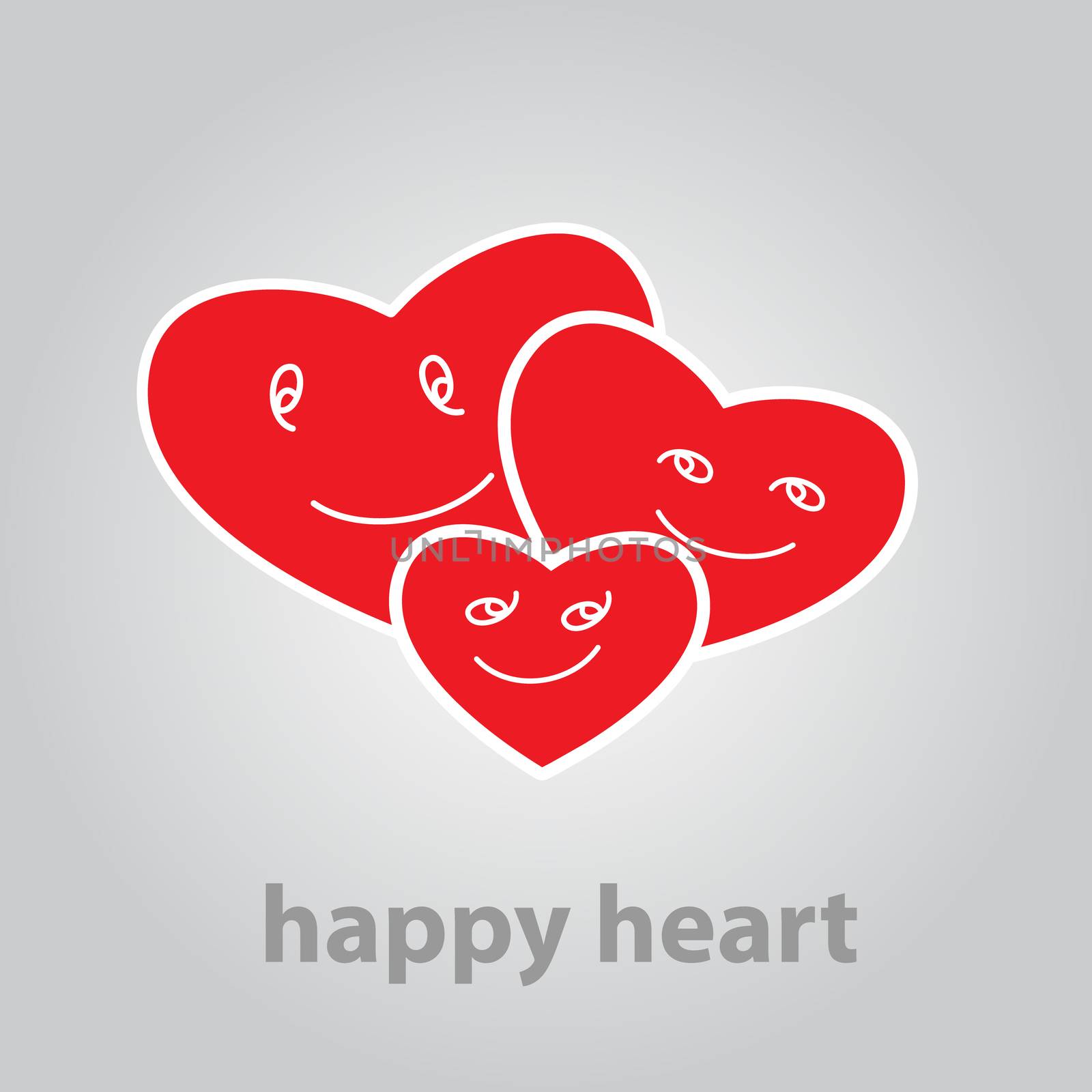 Sign - three happy heart - a symbol of family, love and care.