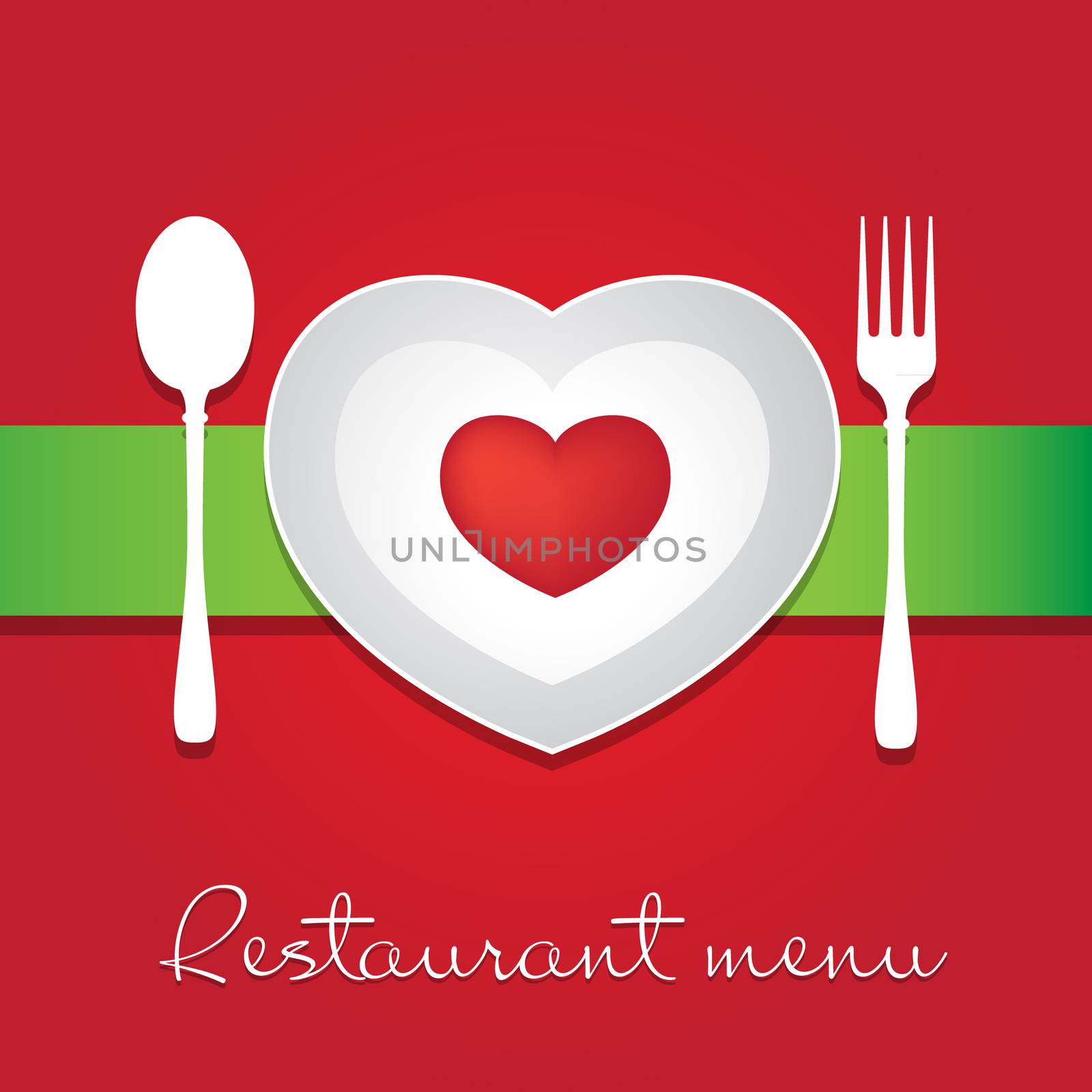 Menu for Lovers! Dish - the heart. Template for design.