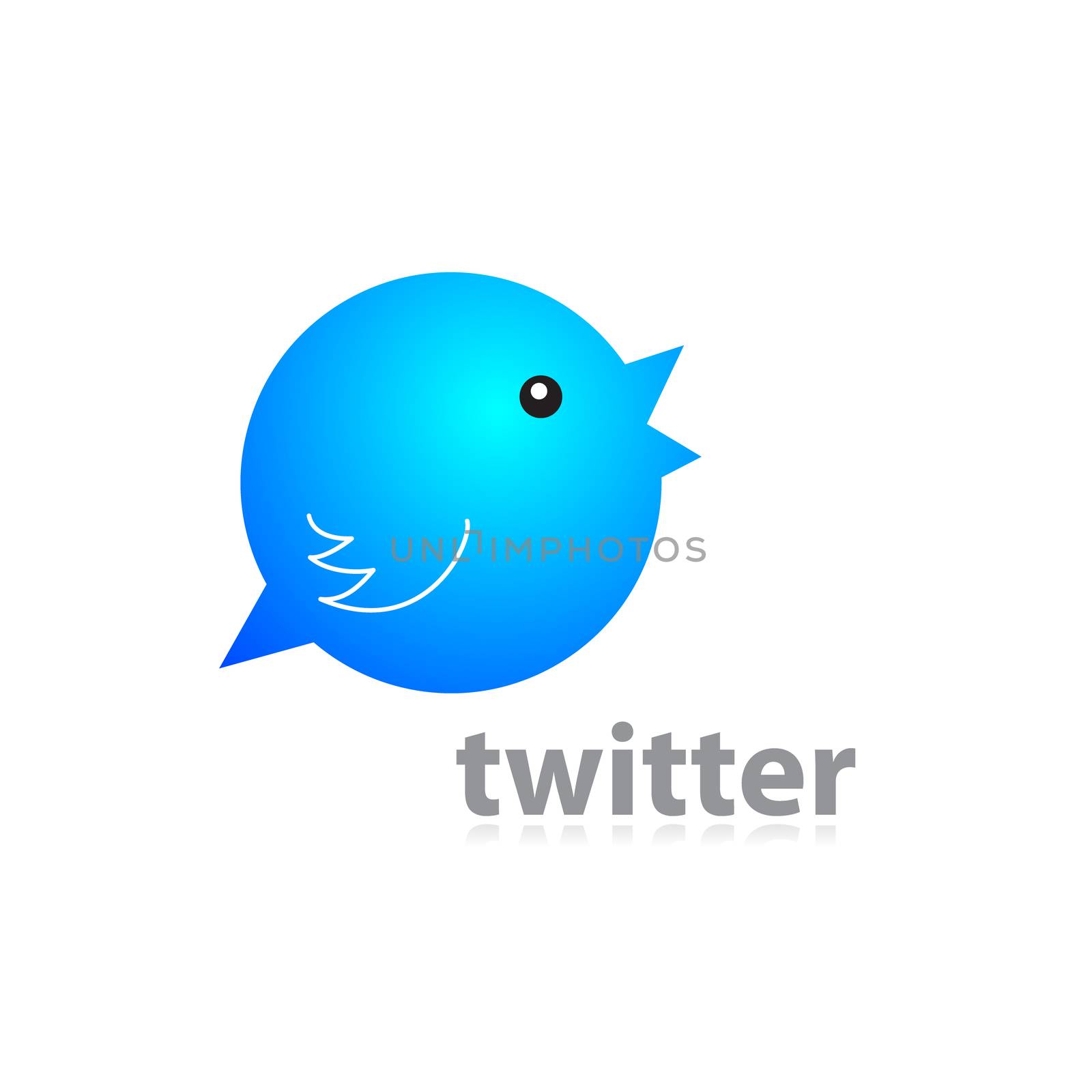 Stylized sign of Twitter - the bird-speech-bubble.