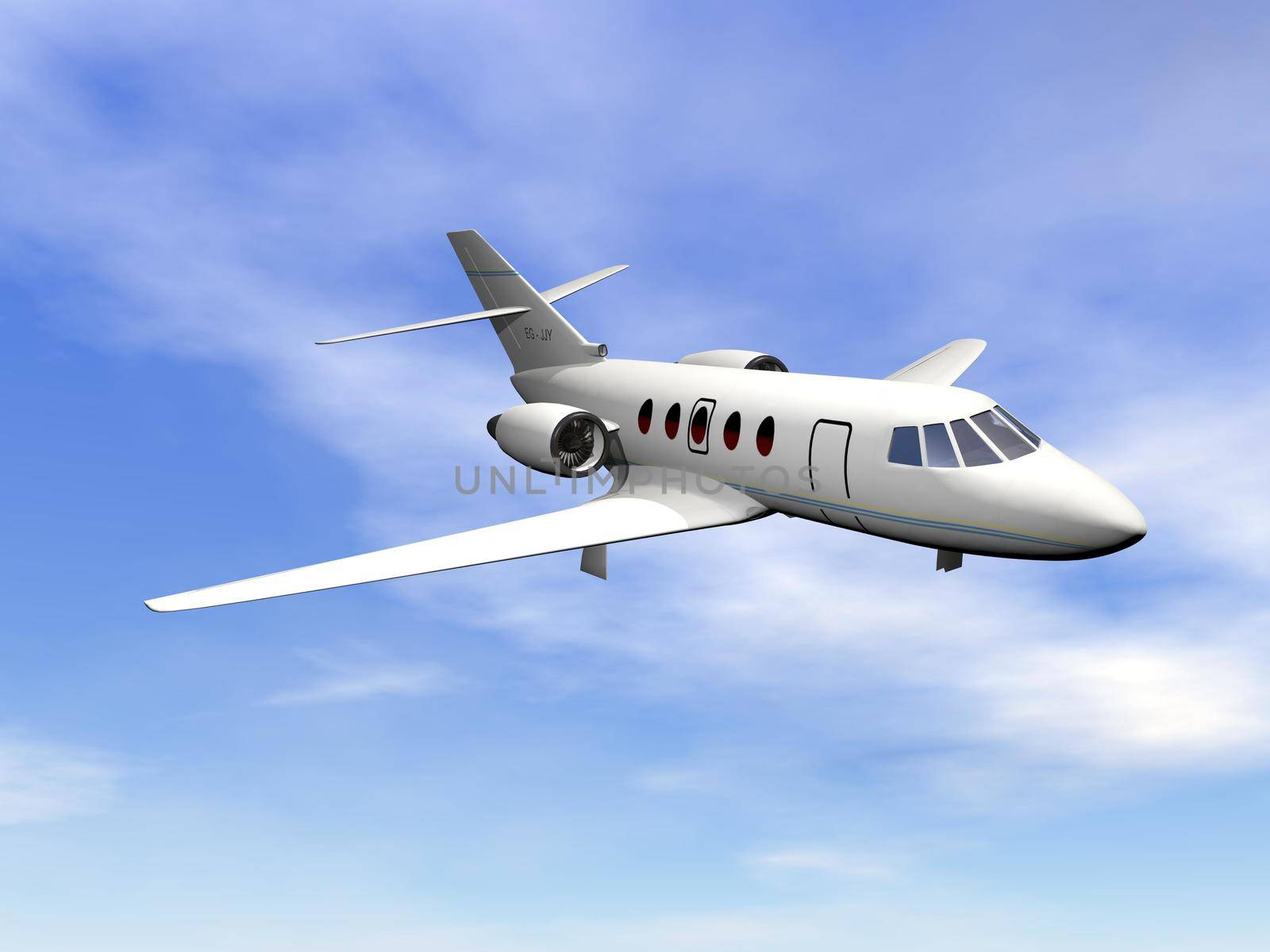 Private jet plane - 3D render by Elenaphotos21