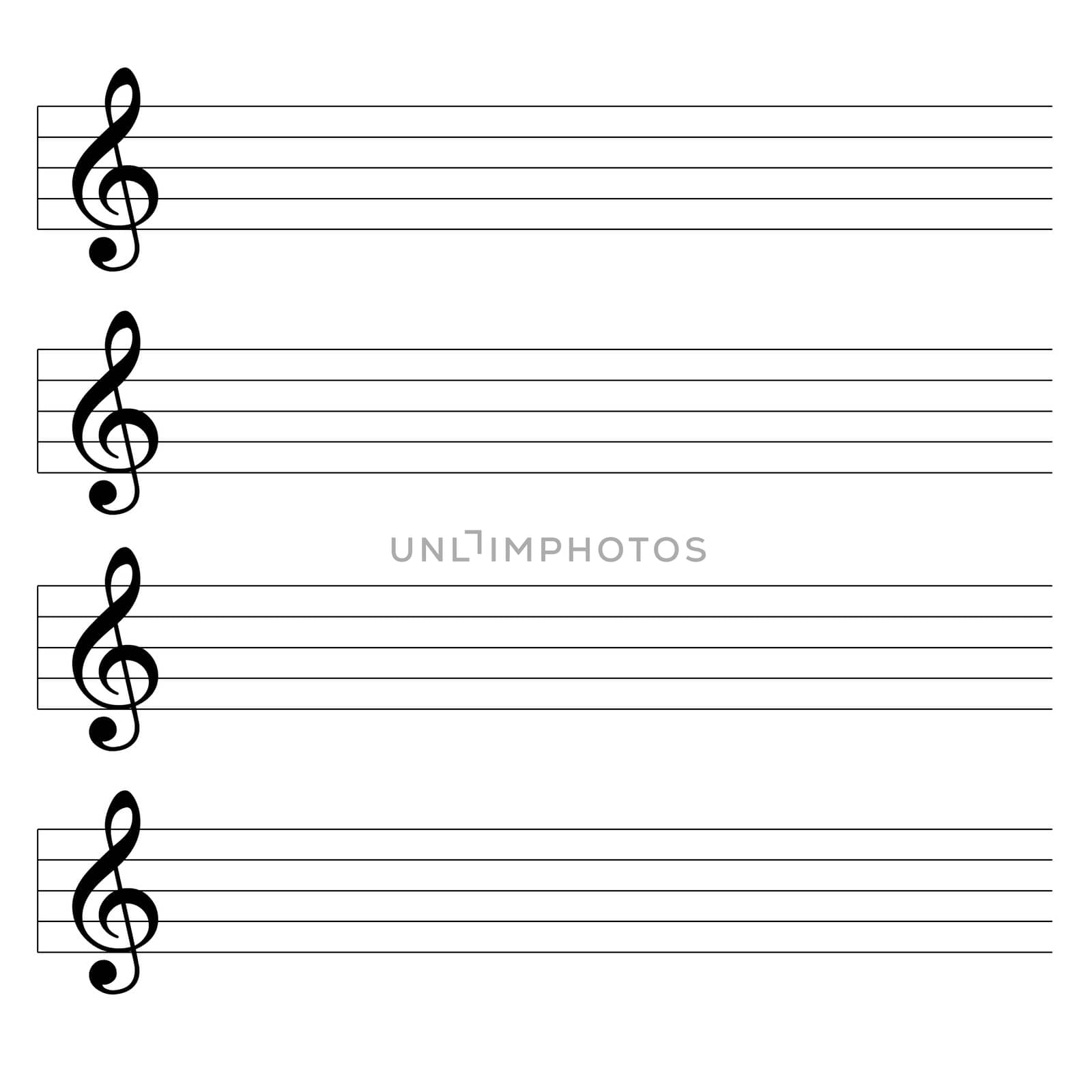 Blank sheet music isolated in white background