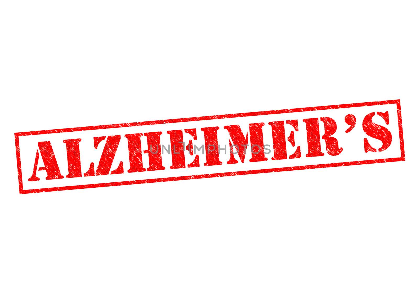 ALZHEIMER'S red Rubber Stamp over a white background.