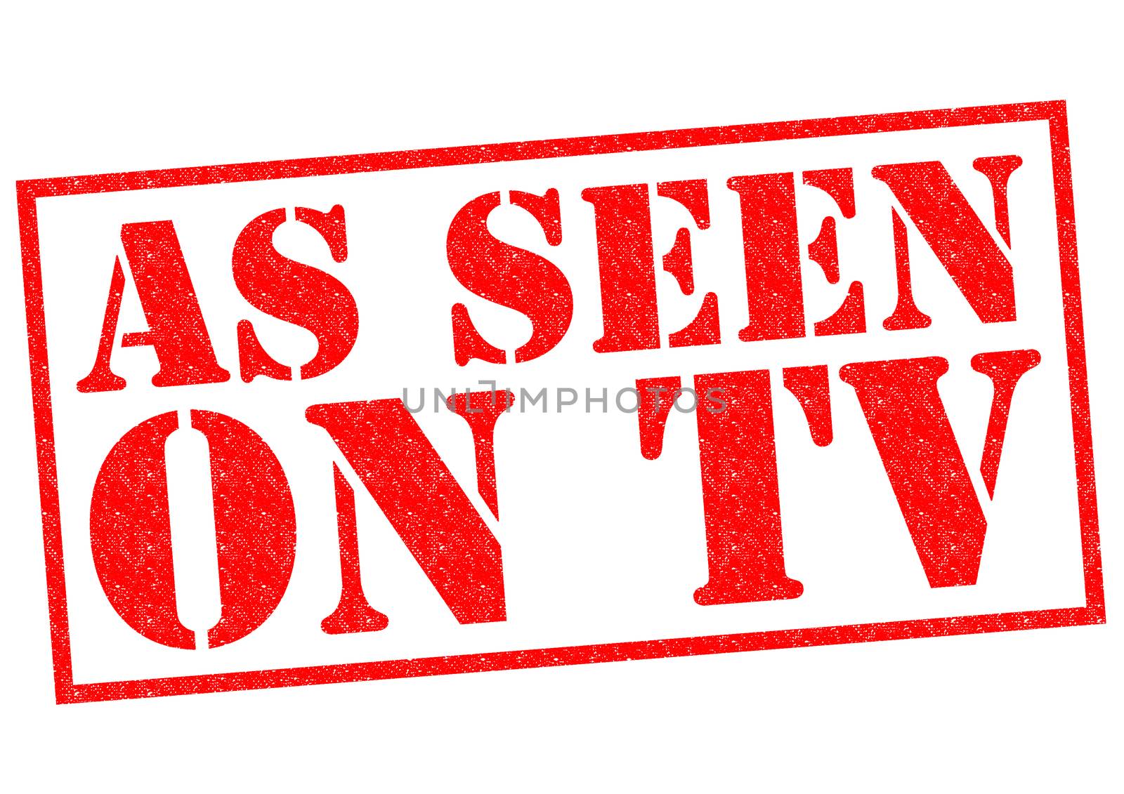 AS SEEN ON TV red Rubber Stamp over a white background.