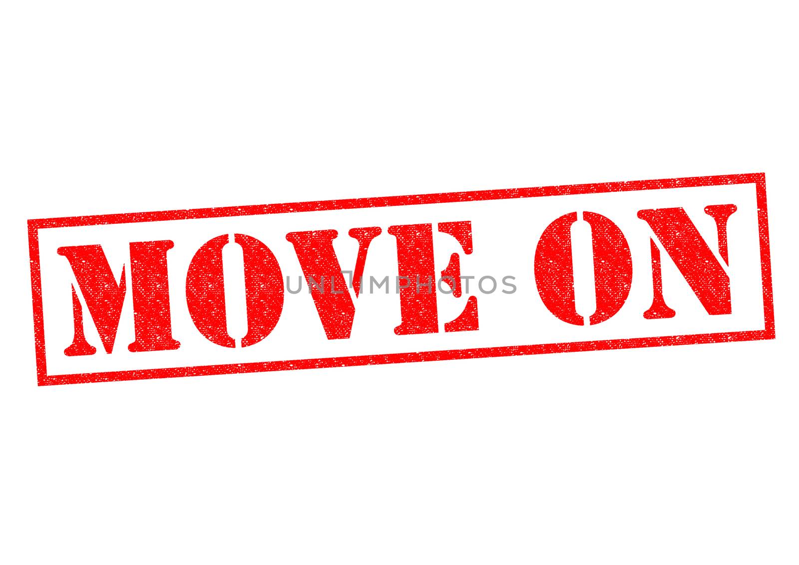 MOVE ON red Rubber Stamp over a white background.