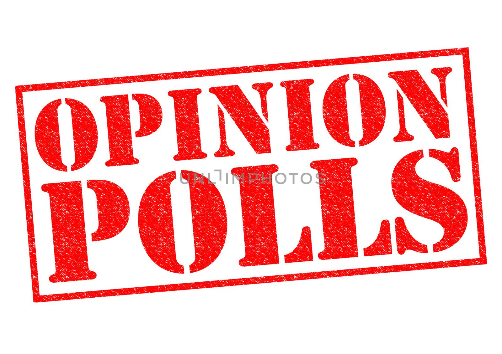 OPINION POLLS red Rubber Stamp over a white background.