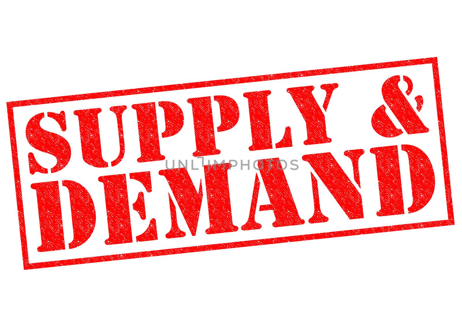 SUPPLY & DEMAND red Rubber Stamp over a white background.