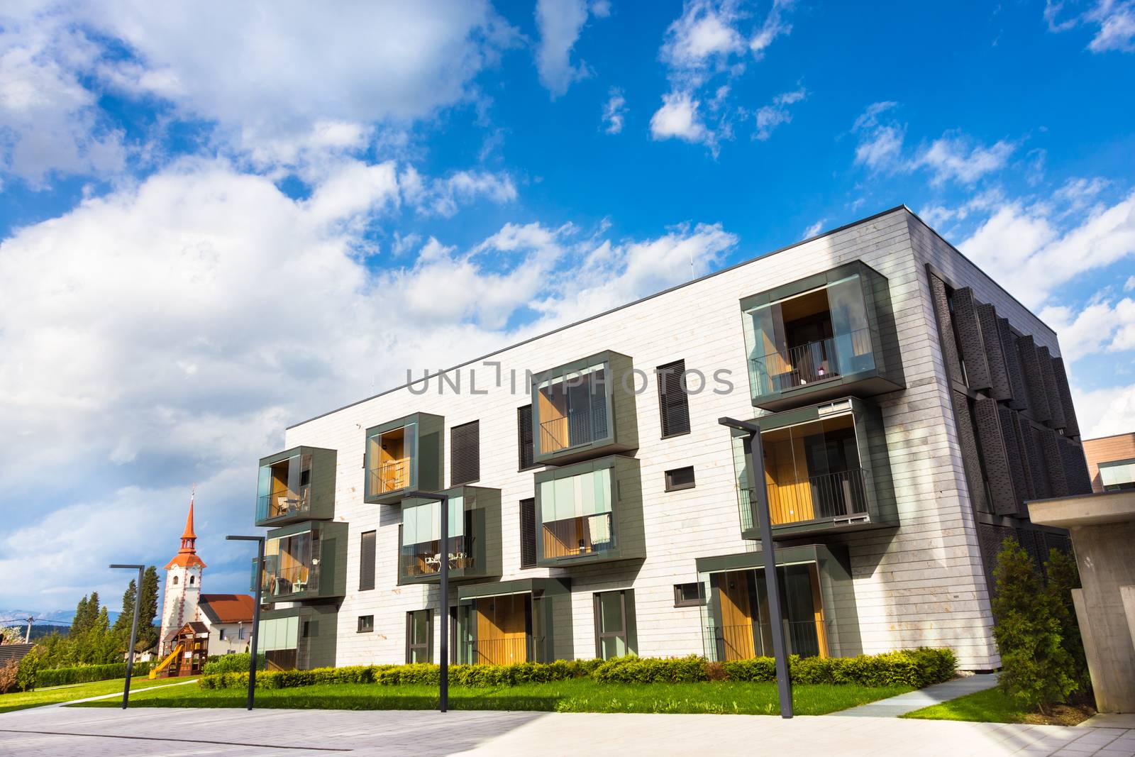 Contemporary eco friendly residential architecture in Ljubljana, Slovenia, Europe.