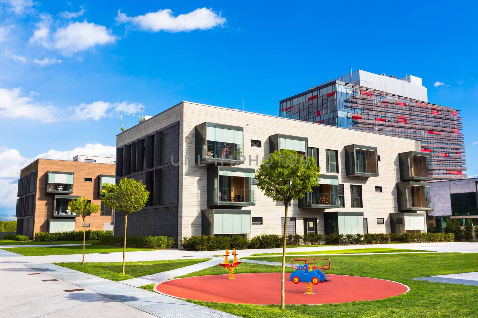 Contemporary eco friendly residential architecture in Ljubljana, Slovenia, Europe.