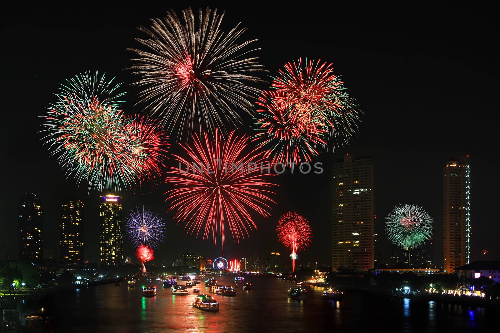 Big firework over the city 