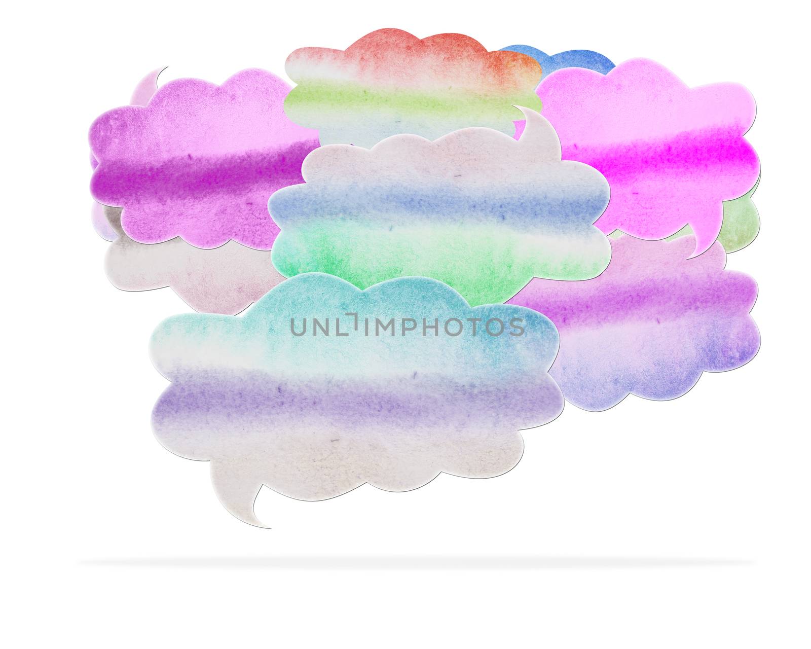Abstract watercolor speech bubble on white background, with clipping paths 
