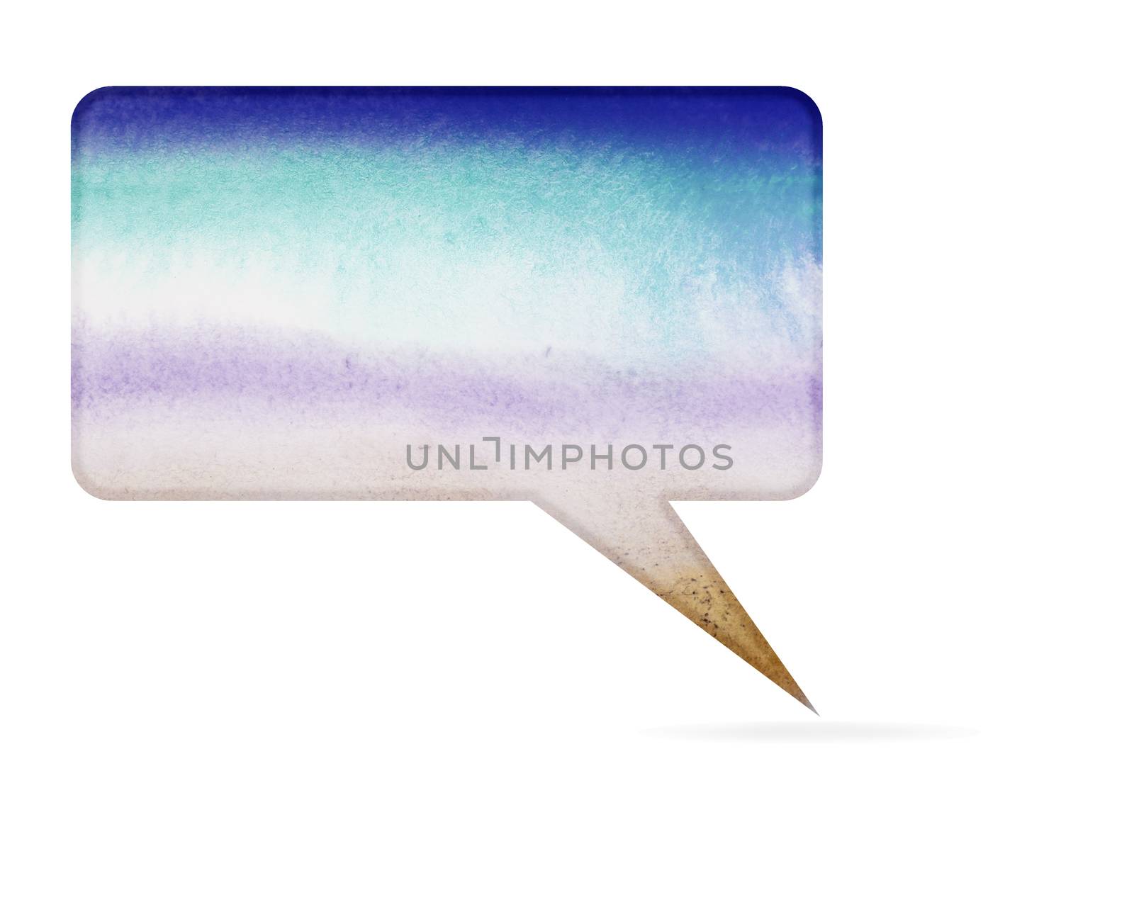Abstract watercolor speech bulbble shape on white background ( with clipping paths)