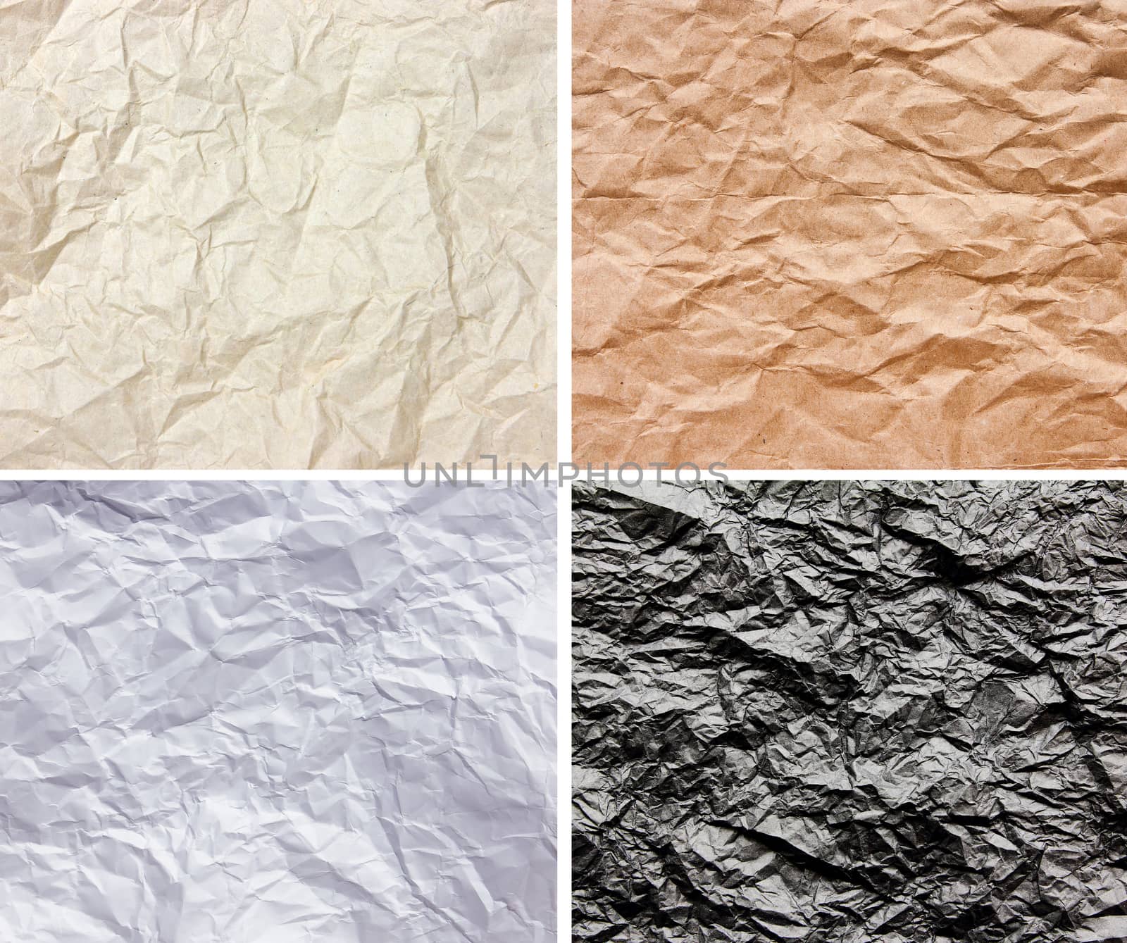 Set of Wrinkled 4 color paper texture for background