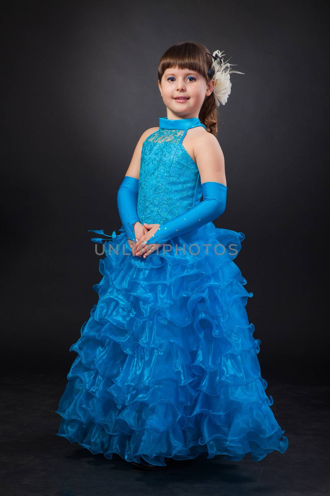 Portrait of cute smiling little girl in princess dress by bloodua