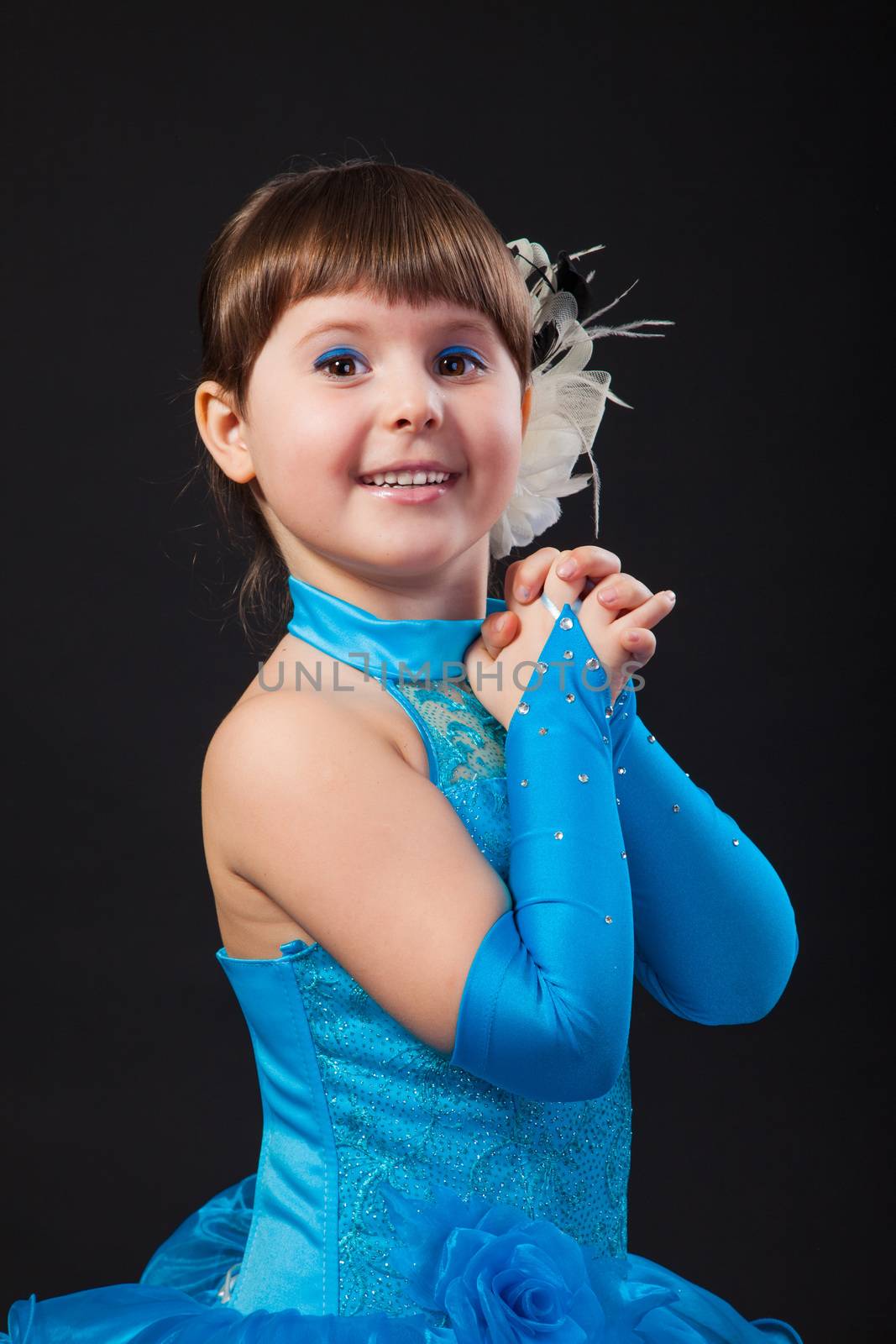 Portrait of cute smiling little girl in princess dress by bloodua