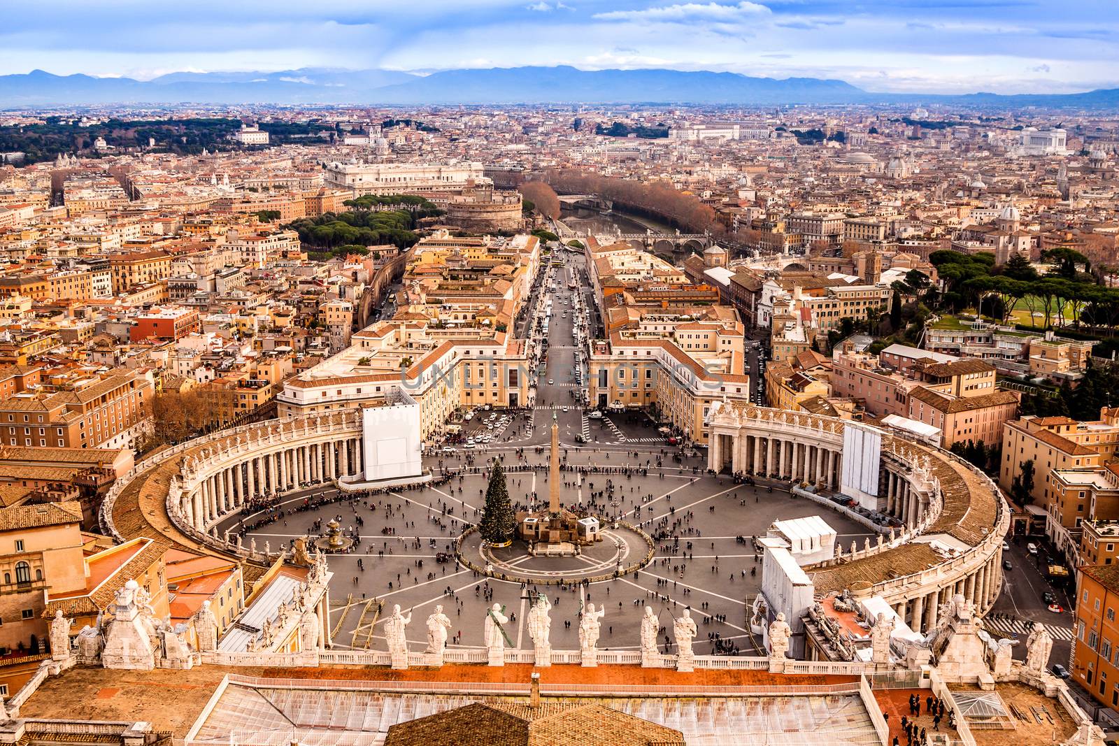 Rome, Italy. Famous Saint Peter's Square in Vatican and aerial v by bloodua