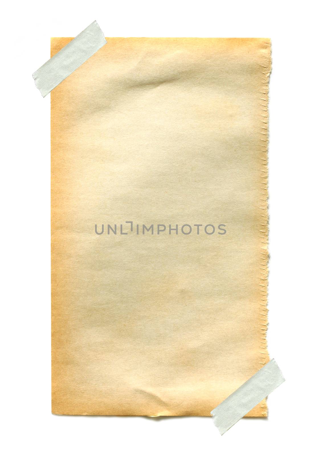 Old paper with sticky tape on white background by wyoosumran