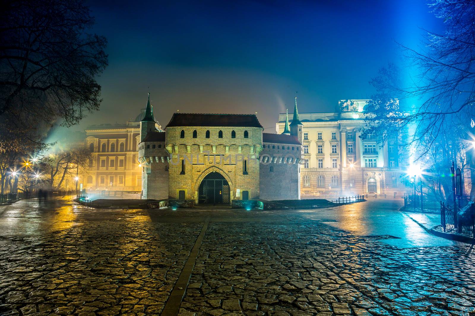 Krakow old city at night