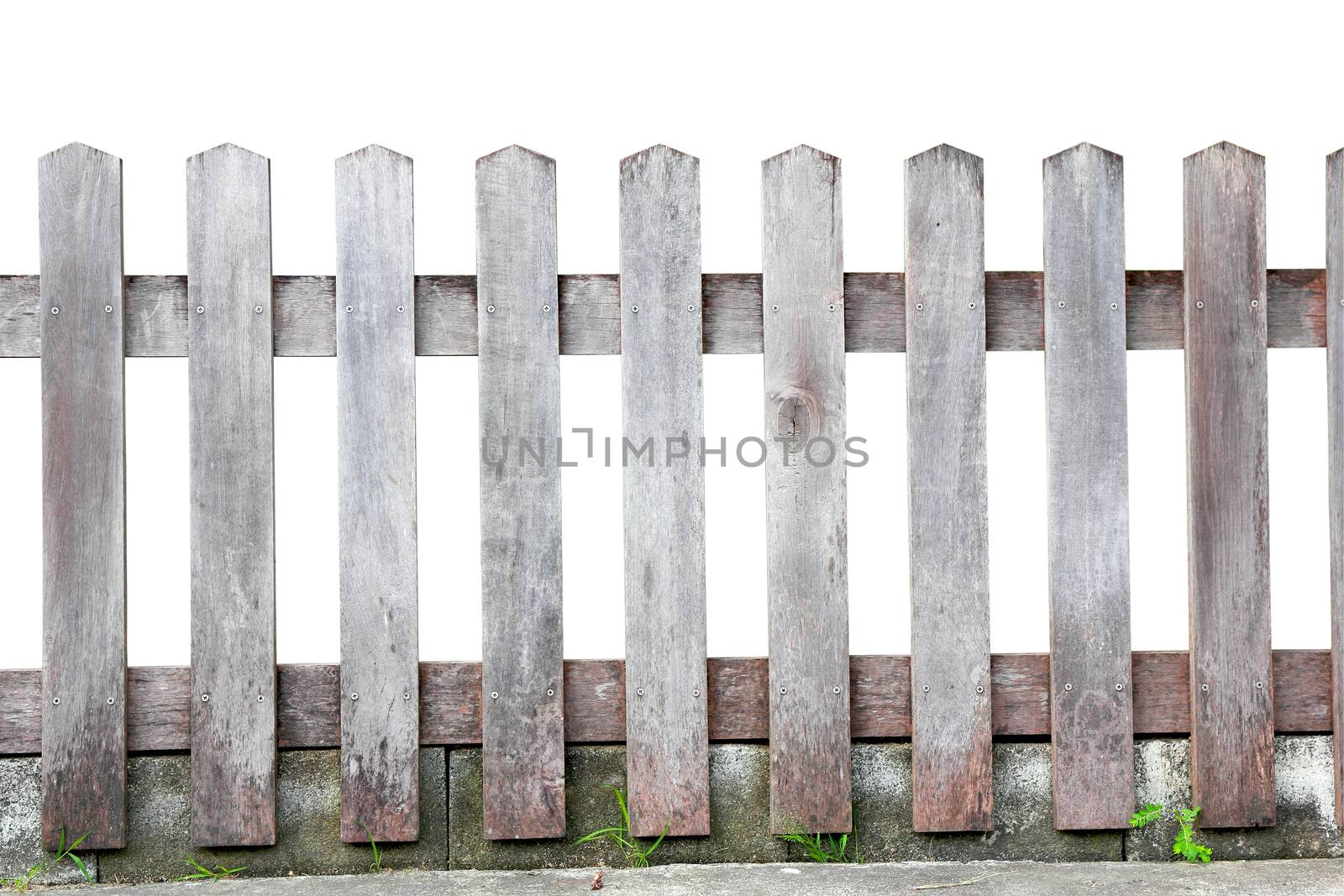 Old wood fence on white background, with clipping paths