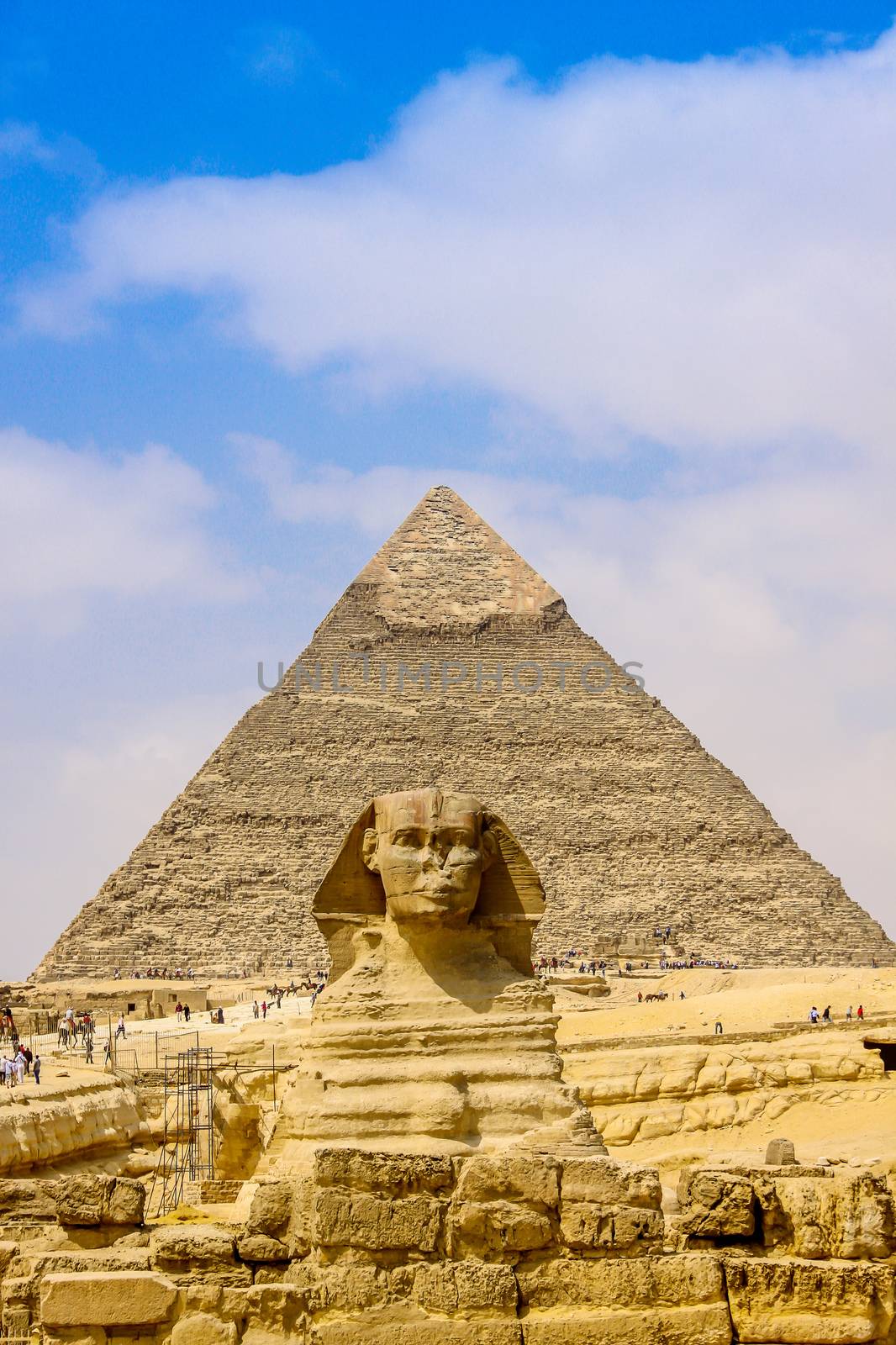 Sphinx and the Great Pyramid in the Egypt