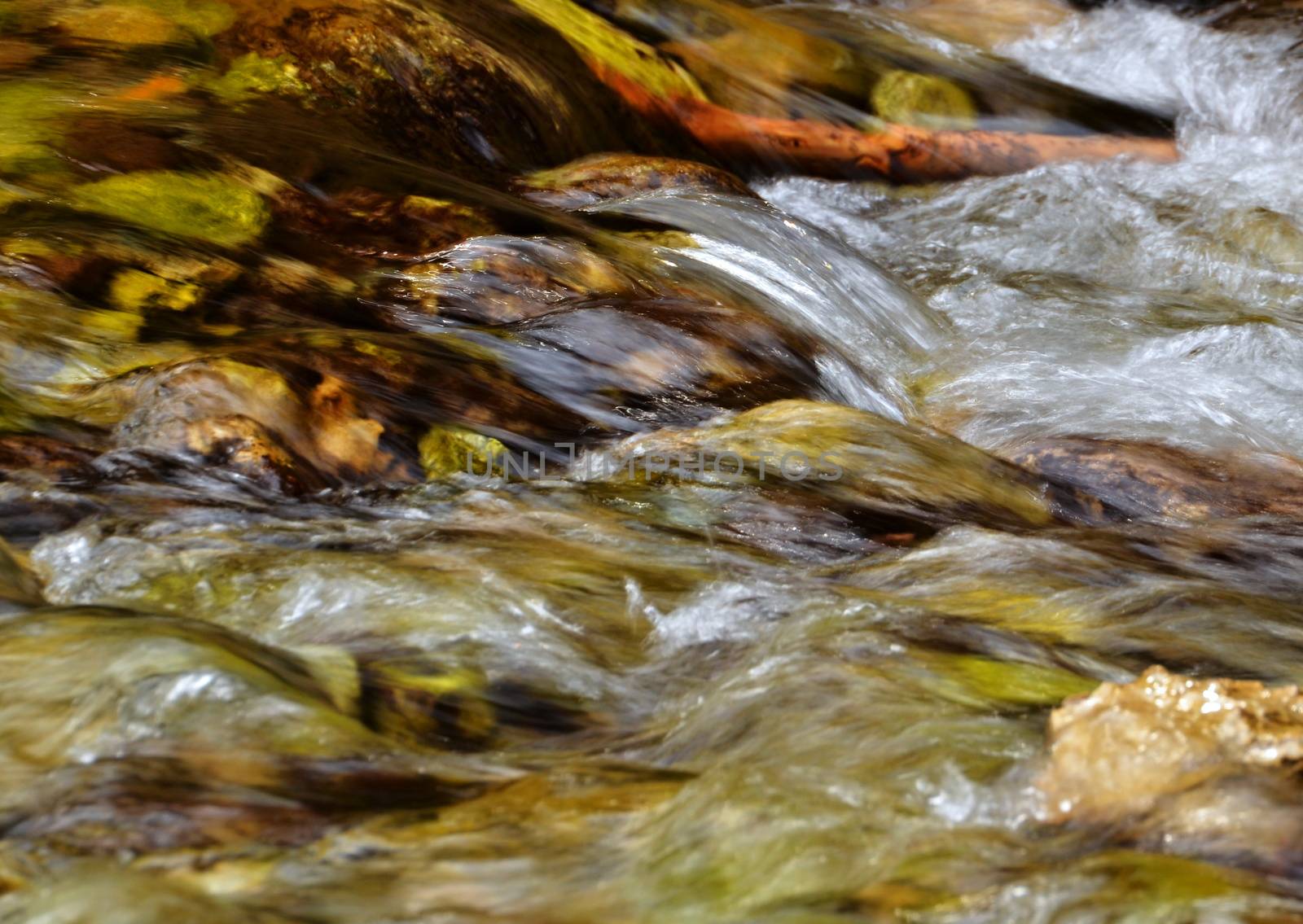 background of autumn colored tuned wild river flow