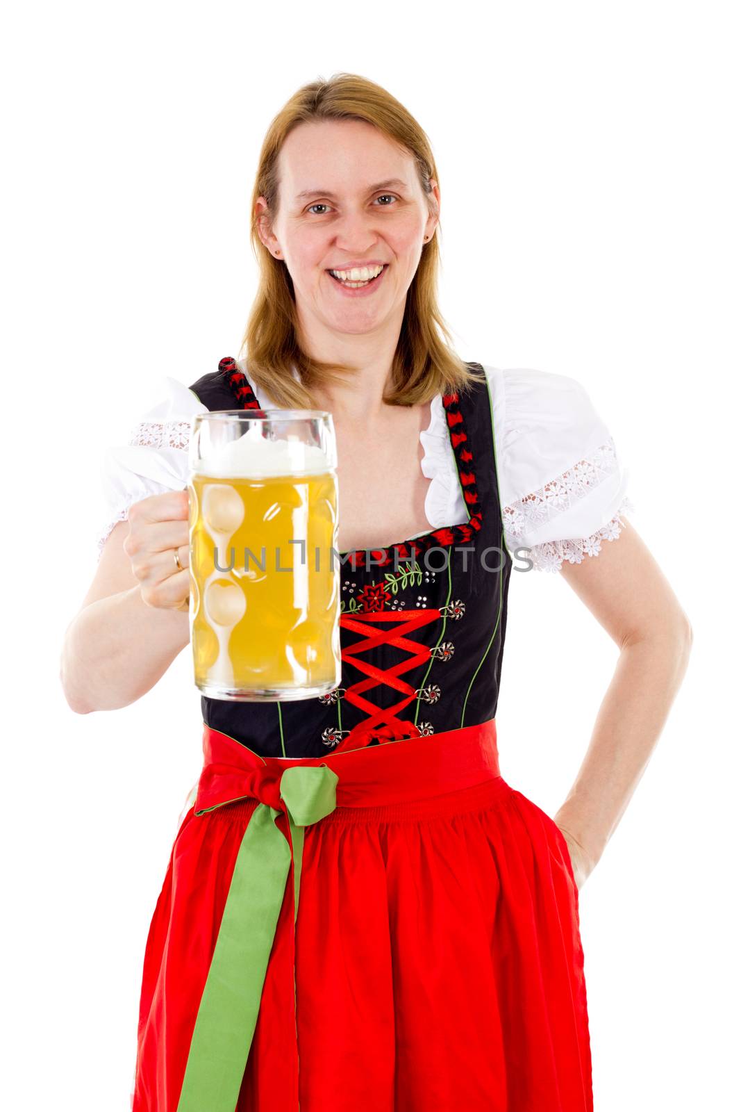 Happy woman drinking her delicious beer
