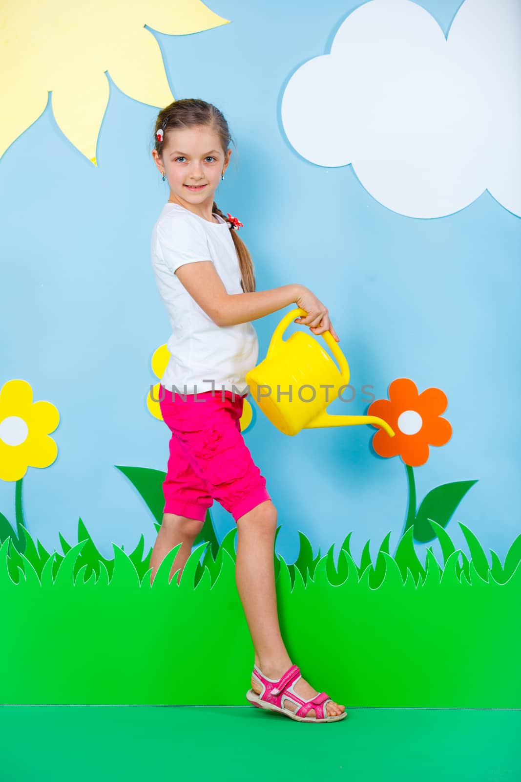 Lovely Young girl wearing colorful summer clothing on Fashion and Beauty Summer theme