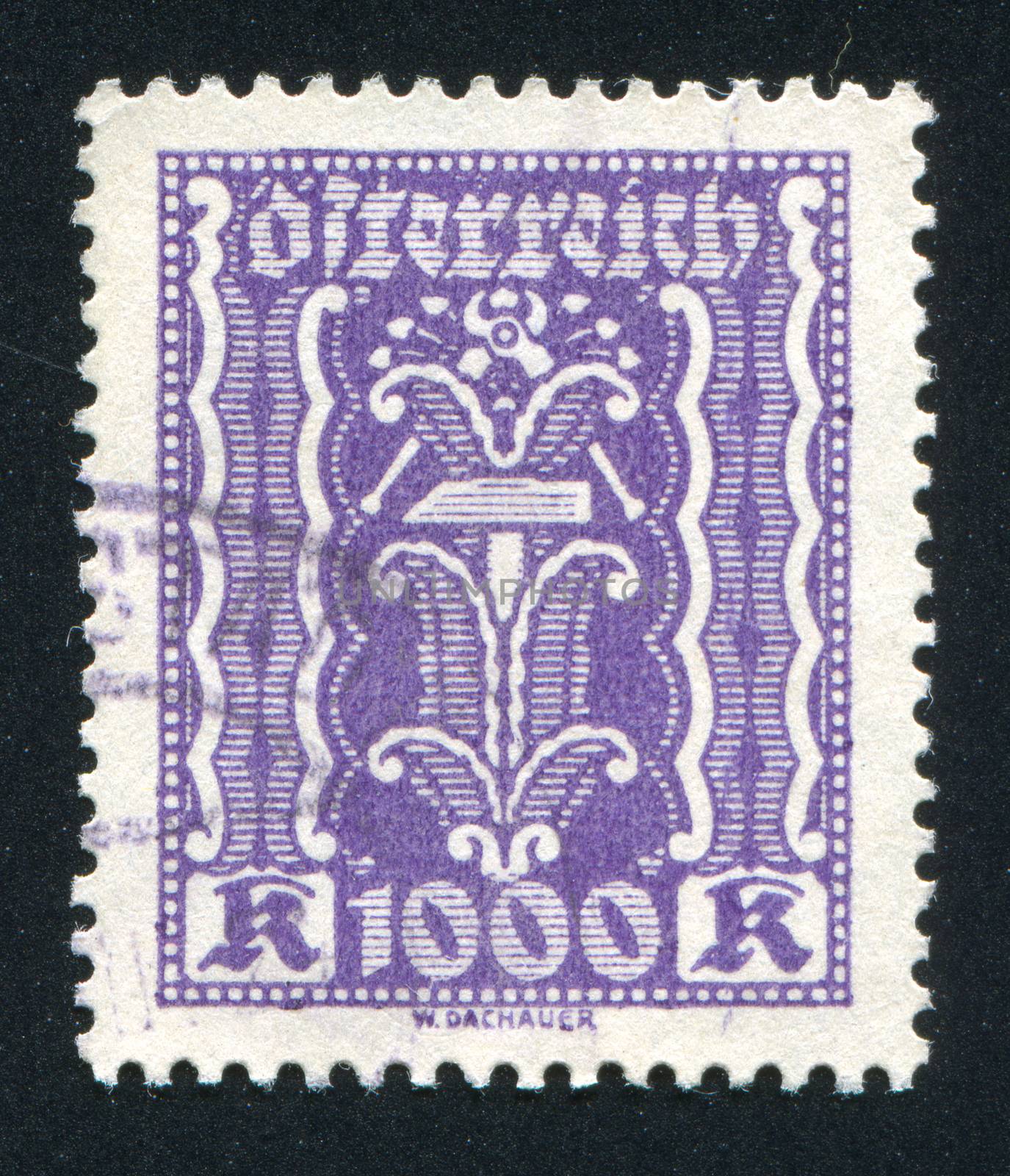 AUSTRIA - CIRCA 1921: stamp printed by Austria, shows ornament, circa 1921