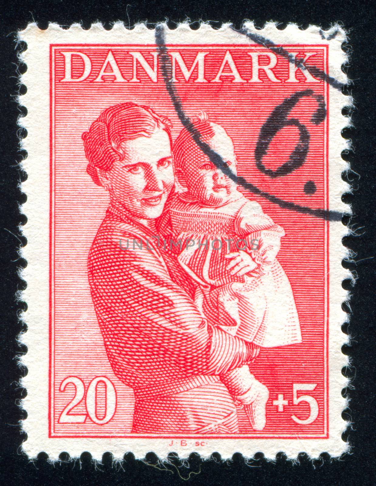 DENMARK - CIRCA 1941: stamp printed by Denmark, shows Woman and child, circa 1941