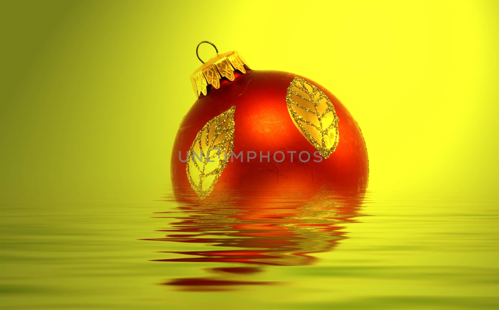 Great RED christmas globe - in water
