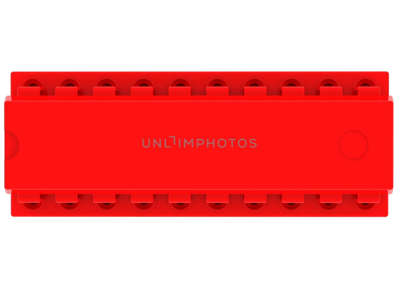 Red microchip. Isolated render on a white background