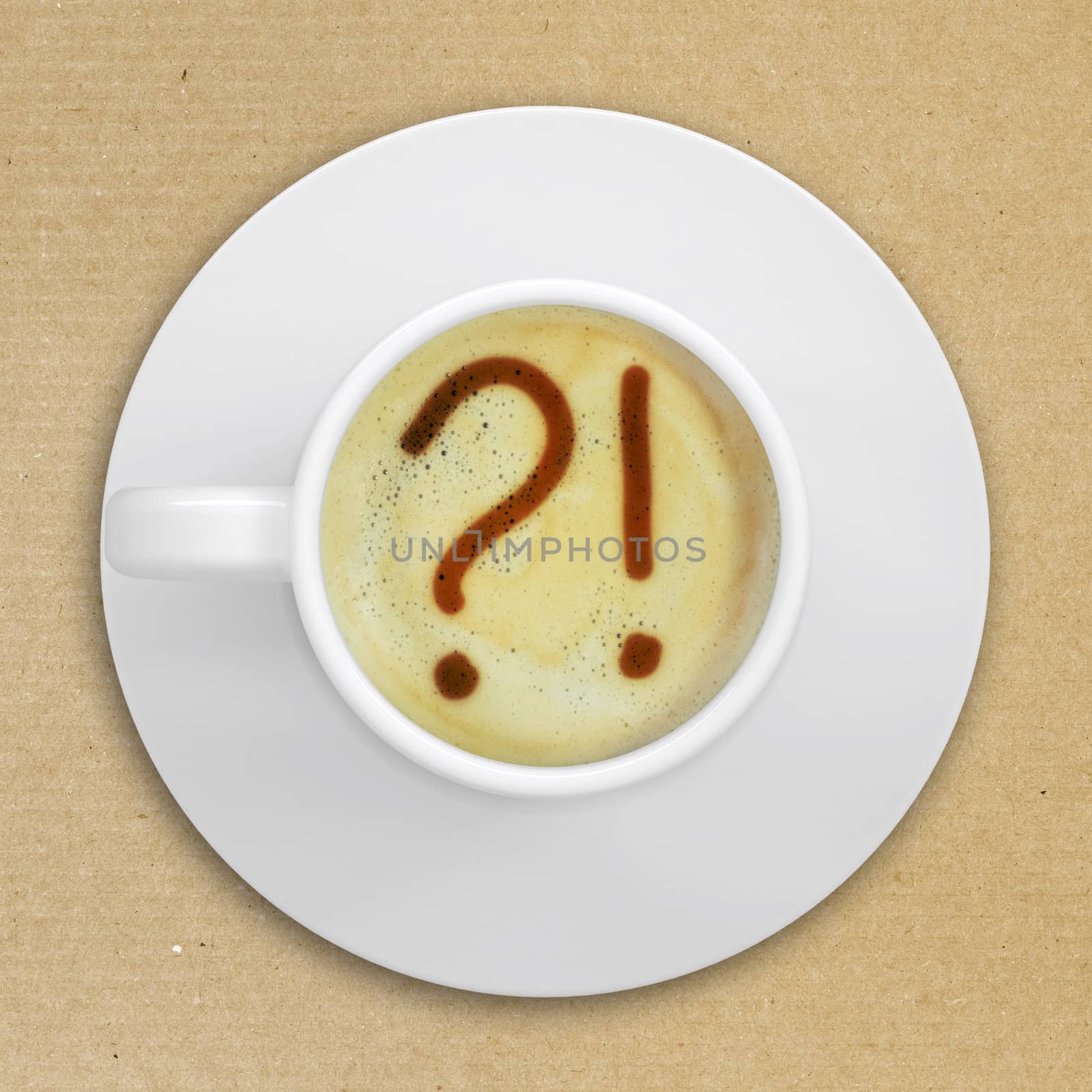 Question and exclamation marks in the coffee foam by cherezoff