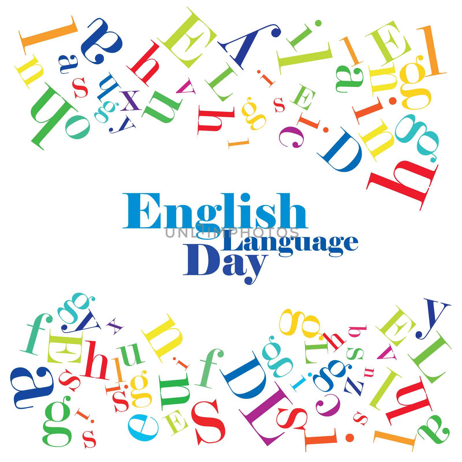Abstract illustration of English Language Day on a white background
