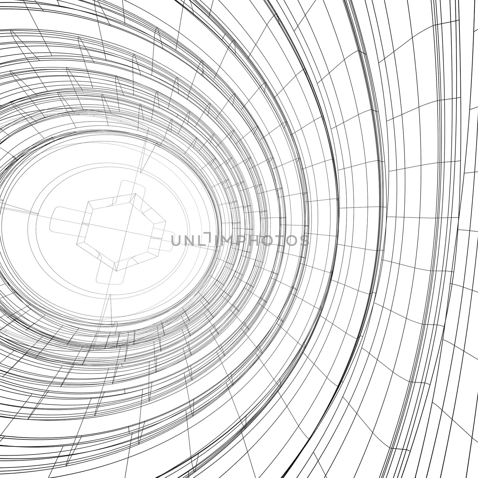 Wire-frame spiral. Isolated render on a white background