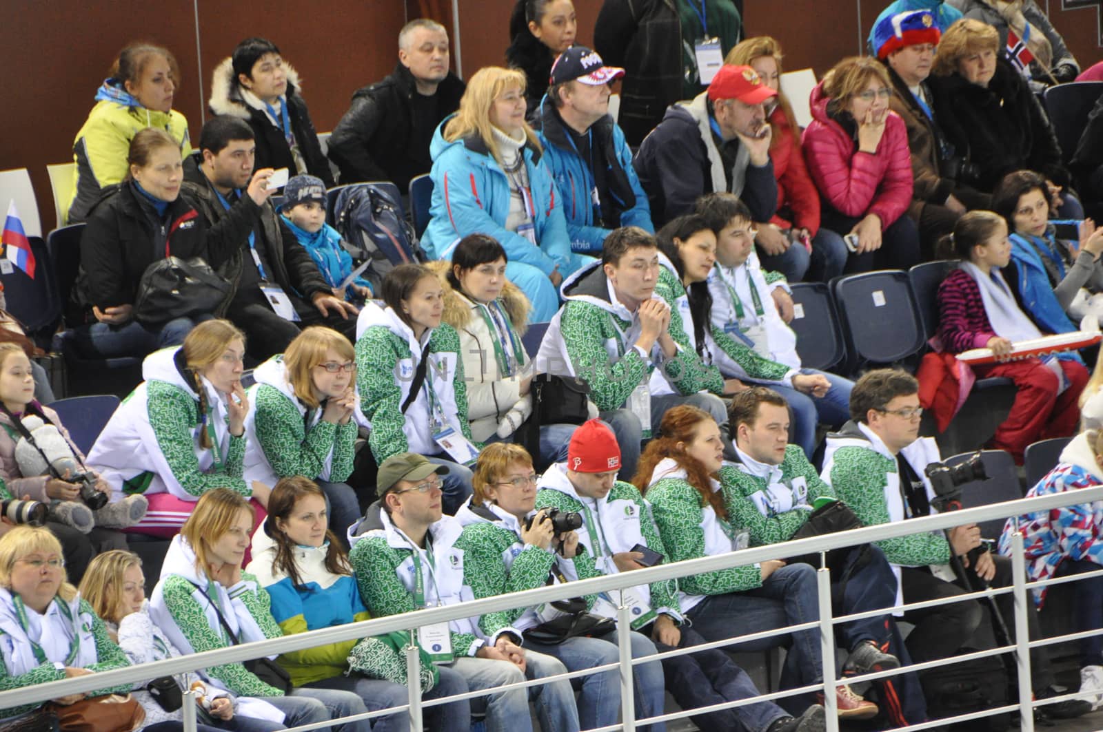 Spectators at speed skating short-trek stadium, Russia